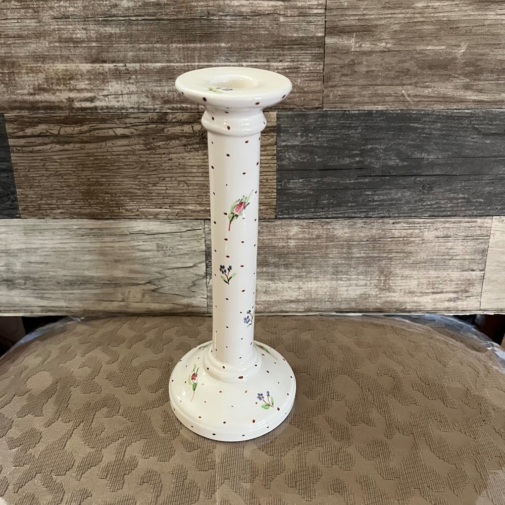 Laura Ashley Vintage 1991 Ceramic Candlestick Holder Floral Made in Italy 449249